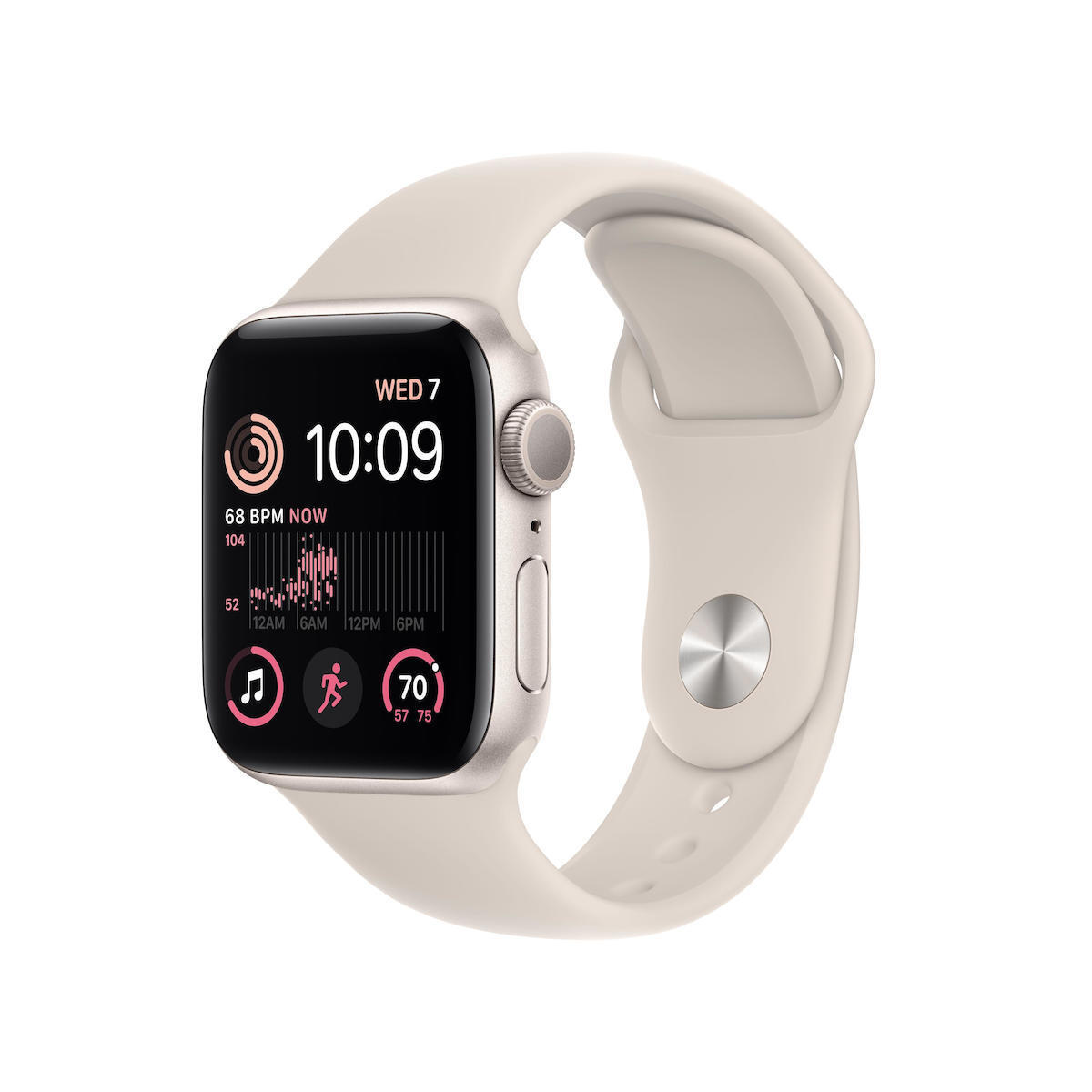 Apple Watch SE 2023 Aluminium 40mm Αδιάβροχο με Παλμογράφο (Starlight με Starlight Sport Band (S/M))