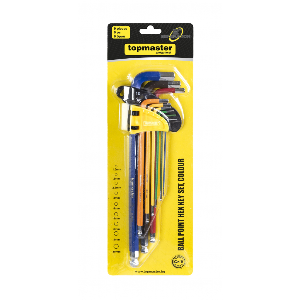 TOP MASTER Άλλεν σετ 9τεμ μπίλιας CR-V πλαστική θήκη μεγάλο μέγεθος πολύχρωμα 390173 - Image 3
