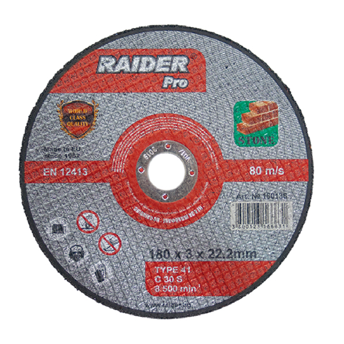 RAIDER Τροχός κοπής πέτρας Pro 115*3*22.2mm 160134