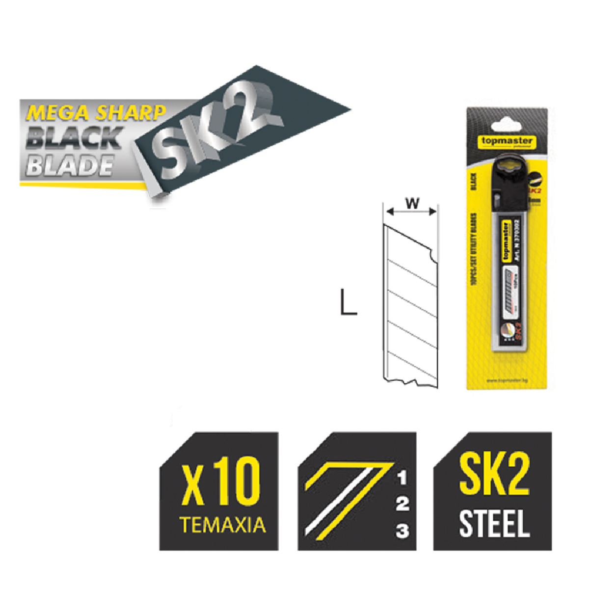 TOP MASTER Λάμες φαλτσέτας μαύρες 18x100x0.5mm SK2 10τεμ 370302 - Image 2