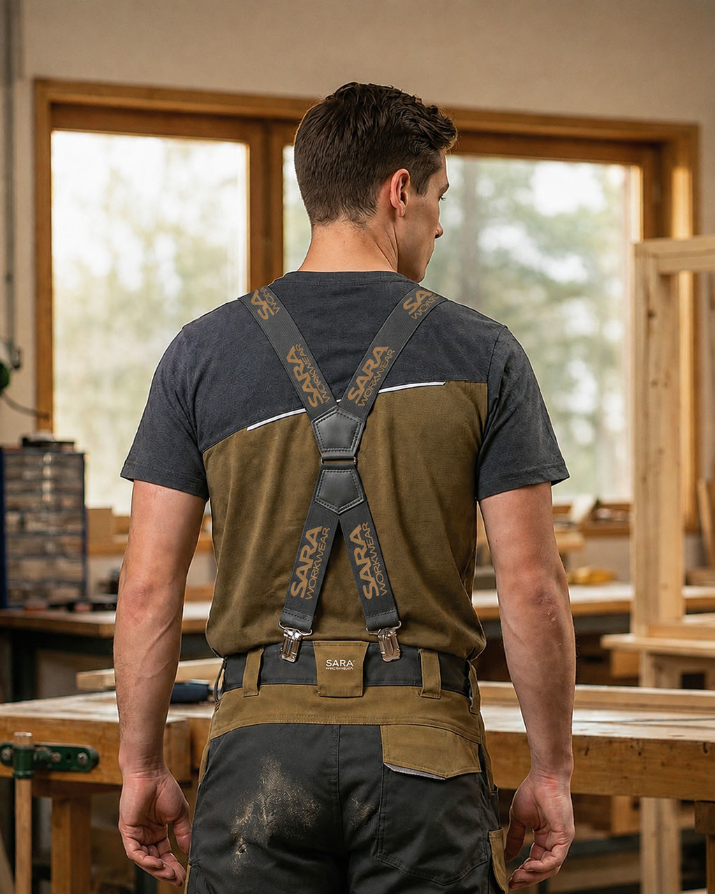 Ελαστικές Τιράντες Εργασίας Sara Workwear brown/charcoal - Image 2